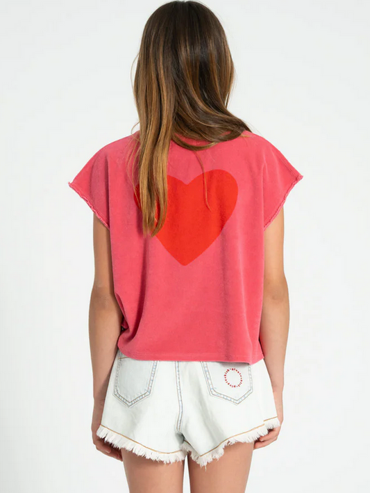 piupiuchick - sleeveless top, pink with amour print - Lubus & moi