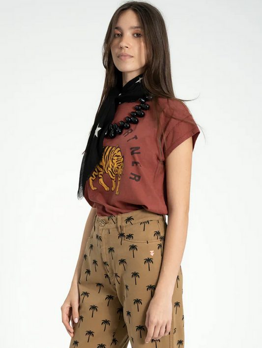 sisters department - short sleeve t shirt, bordeaux, leopard print - Lubus & moi