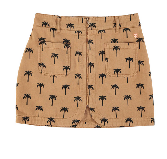 sisters department - short skirt, brown, palm trees - Lubus & moi