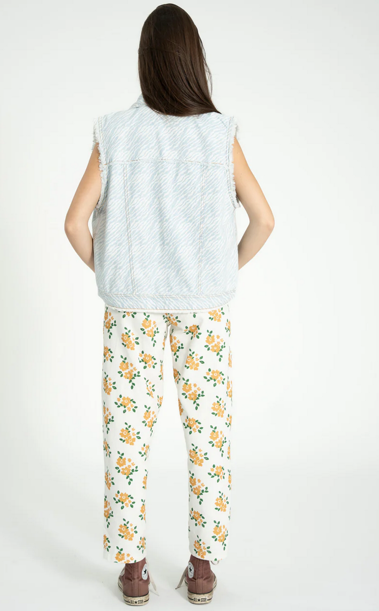 sisters department - waistcoat, light blue denim with zebra print - Lubus & moi