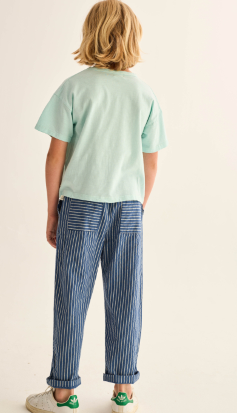 cozmo - aero, navy-striped linen look cotton pants
