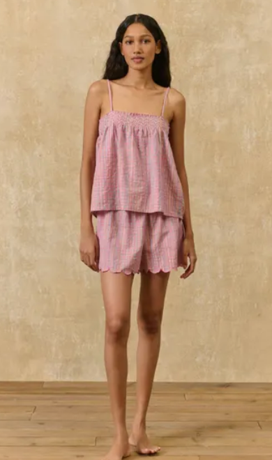 louise misha - pajamas set minala, pink pomelo checks (set)