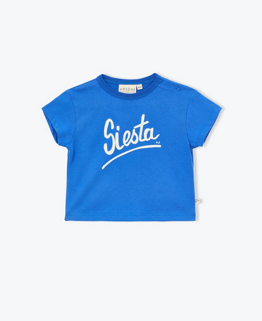 arsène et les pipelettes - shirt bebe siesta, cobalt