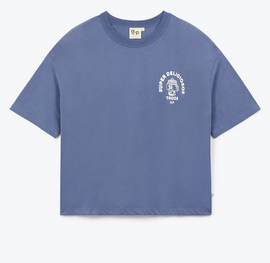 AP woman - shirt femme super tacos, bleu nuit