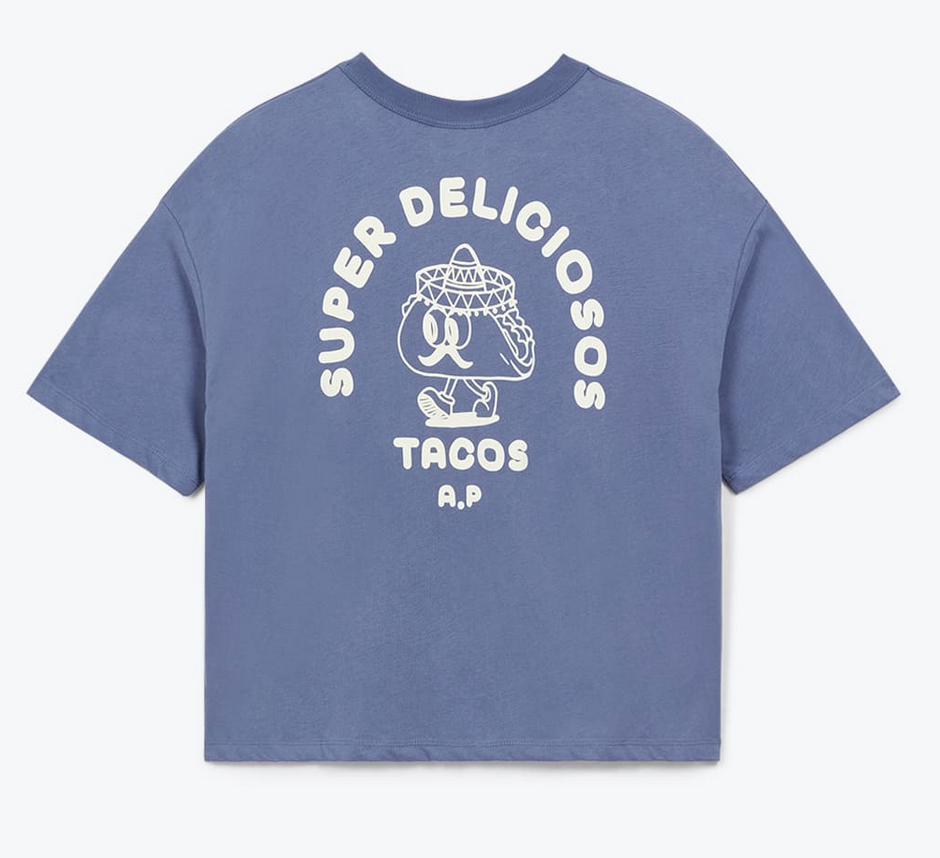 AP woman - shirt femme super tacos, bleu nuit