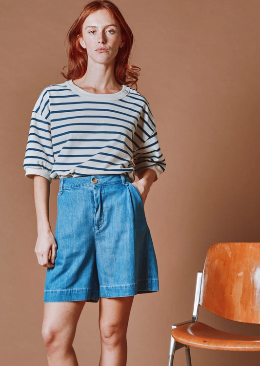 emile & ida femmes - sweat mariniere marin navy