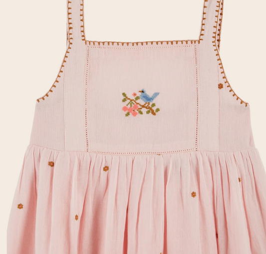 emile & ida enfants - robe brodee fleurs macaron