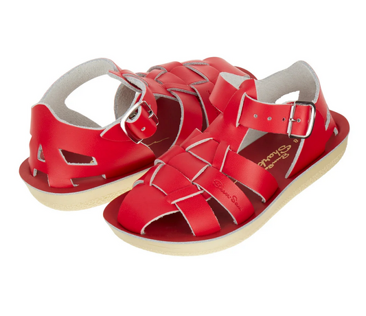 salt water sandals - kids shark red