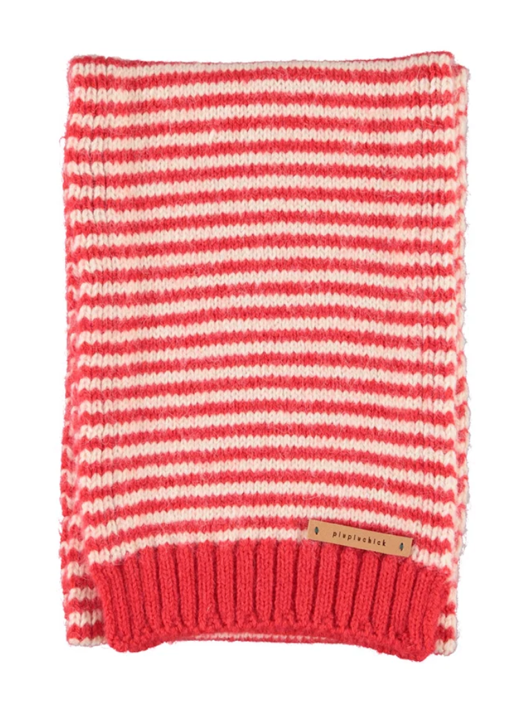 piupiuchick - knitted scarf, ecru & red stripes