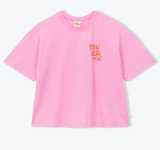 AP woman - shirt bonjour bonsoir, bubble gum