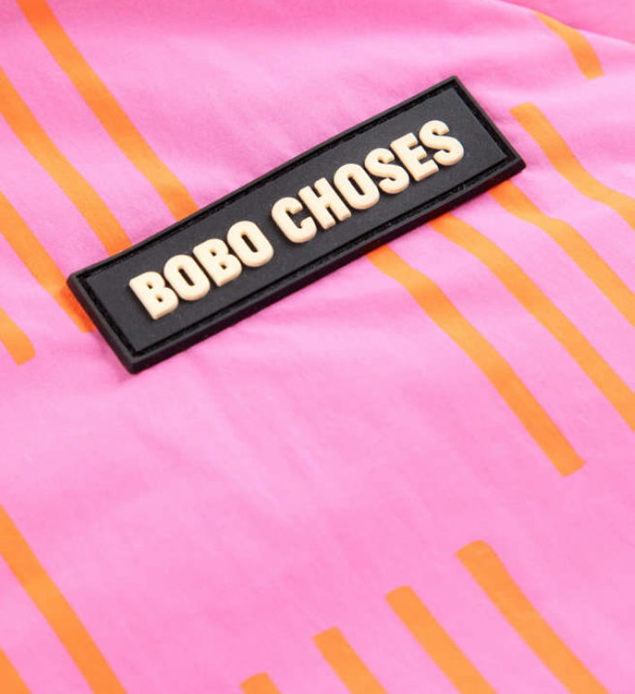 bobo choses kids - almost moiré all over reversible anorak, fuchsia