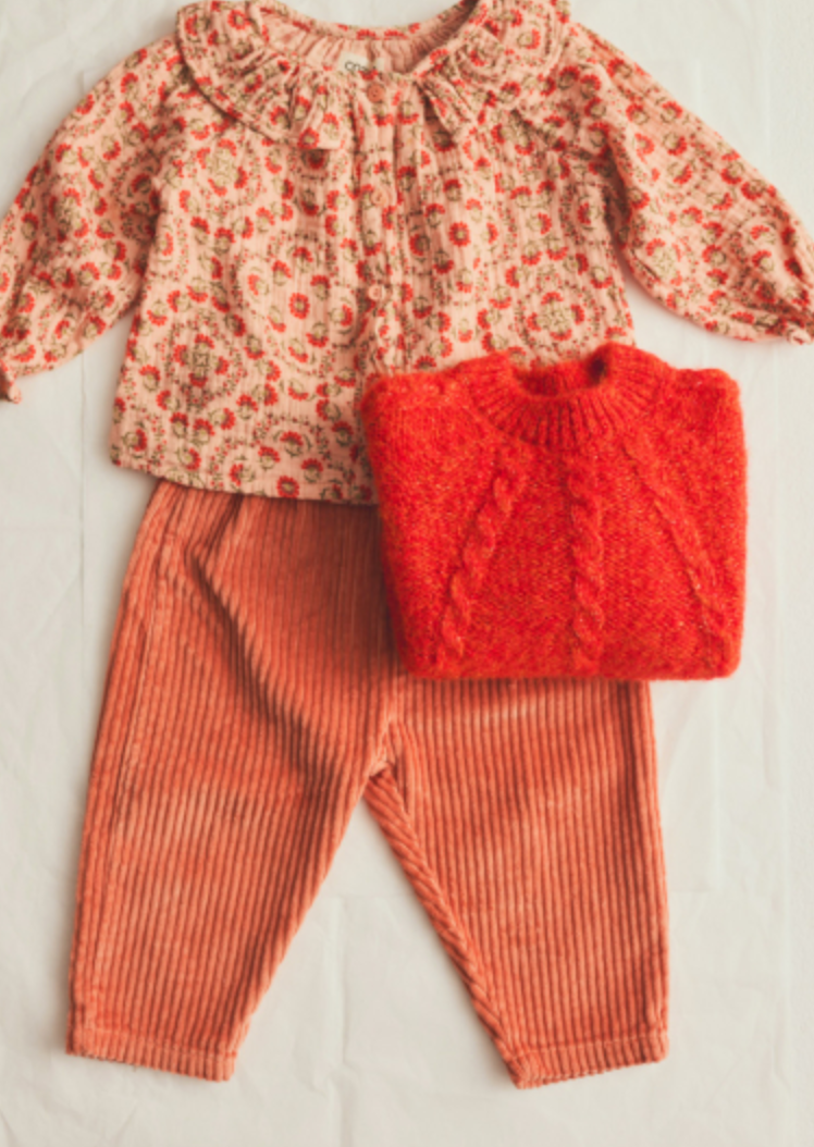 cozmo - miki, wide wale corduroy baby pants, pink