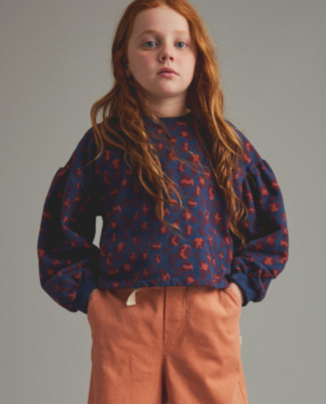 cozmo - elia, brushed animal print fleece sweatshirt, navy