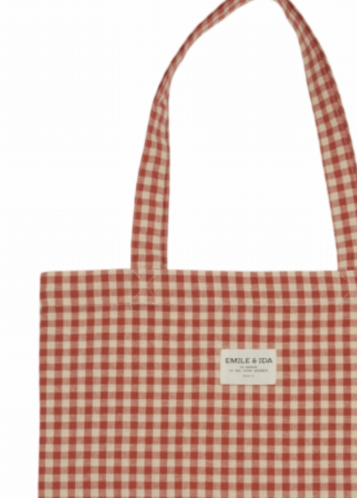 emile & ida femmes - tote bag, vichy acajou