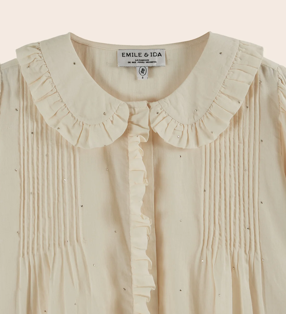 emile & ida femmes - blouse estellation, crème (volantée mukesh)