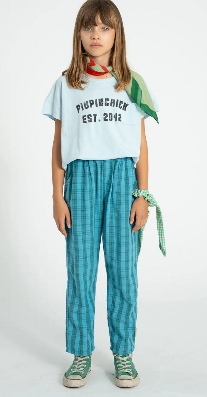 piupiuchick - unisex trousers, blue & green checkered - Lubus & moi