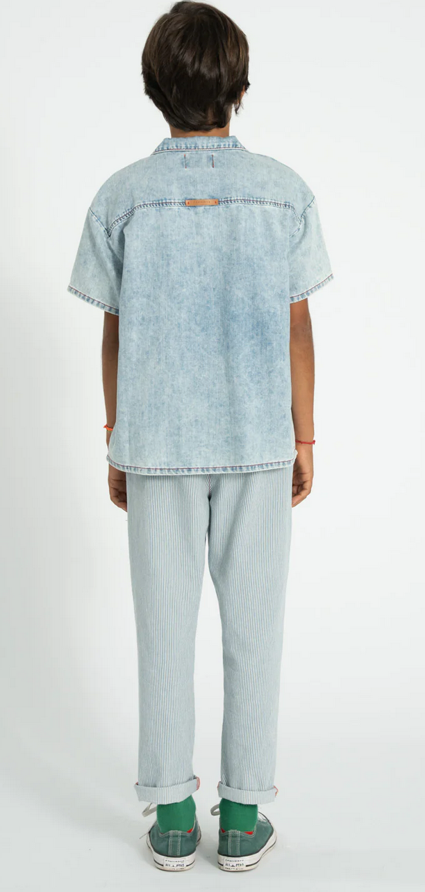 piupiuchick - unisex trousers, ecru with indigo stripes - Lubus & moi