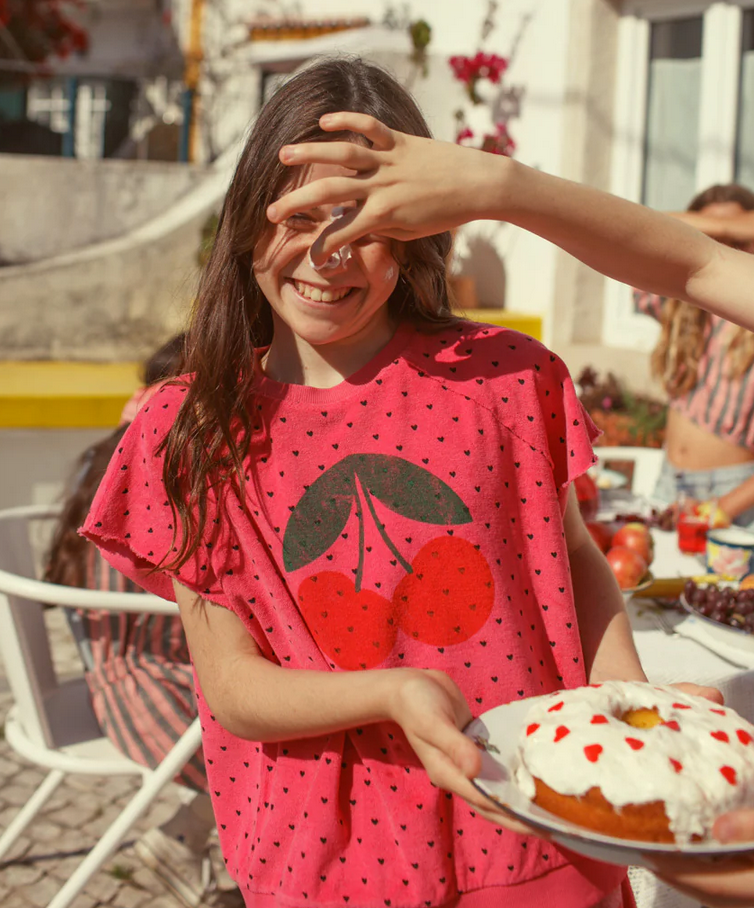 piupiuchick - sleeveless sweatshirt, pink with cherry print - Lubus & moi