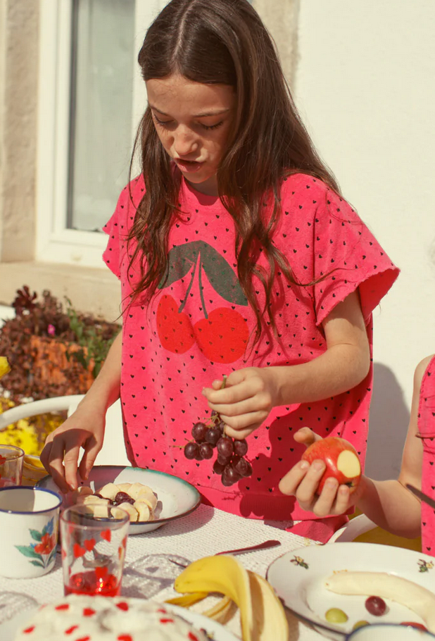 piupiuchick - sleeveless sweatshirt, pink with cherry print - Lubus & moi