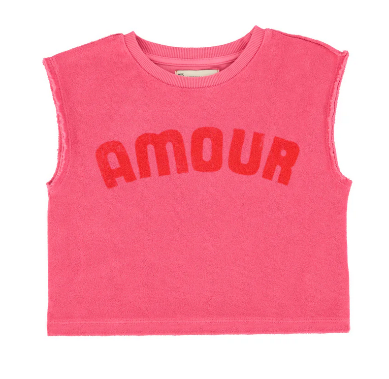 piupiuchick - sleeveless top, pink with amour print - Lubus & moi