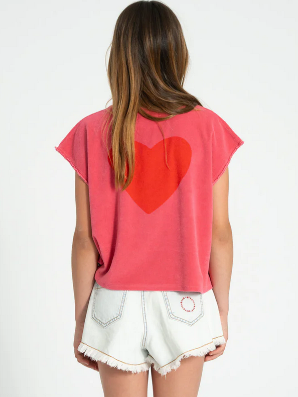 piupiuchick - sleeveless top, pink with amour print - Lubus & moi