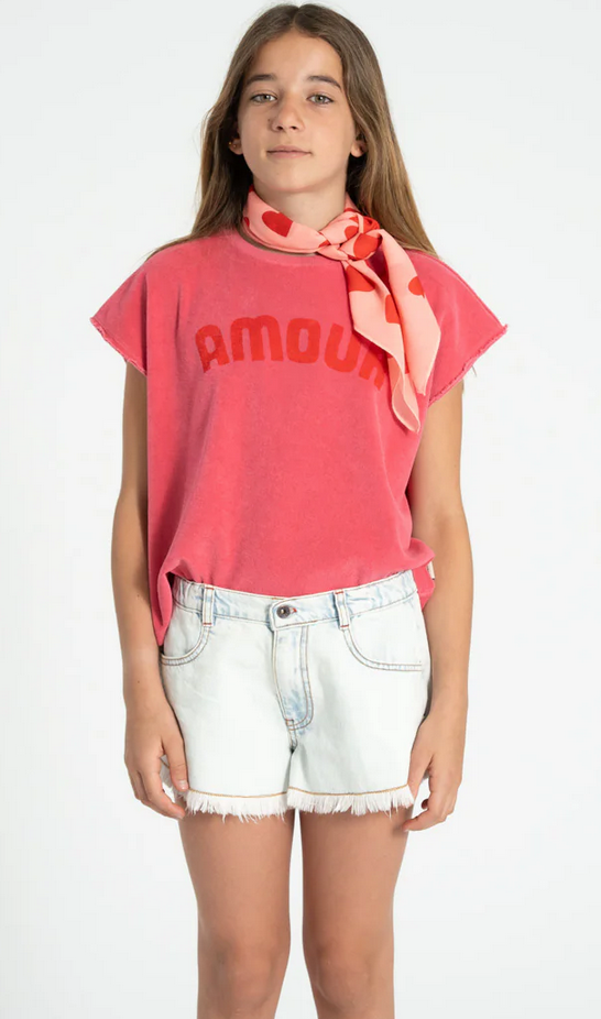 piupiuchick - sleeveless top, pink with amour print - Lubus & moi