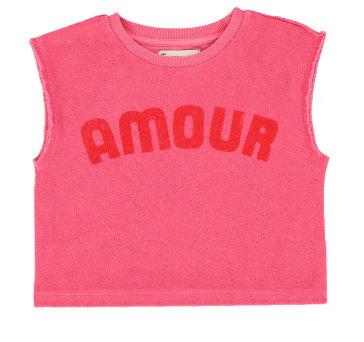 piupiuchick - sleeveless top, pink with amour print - Lubus & moi