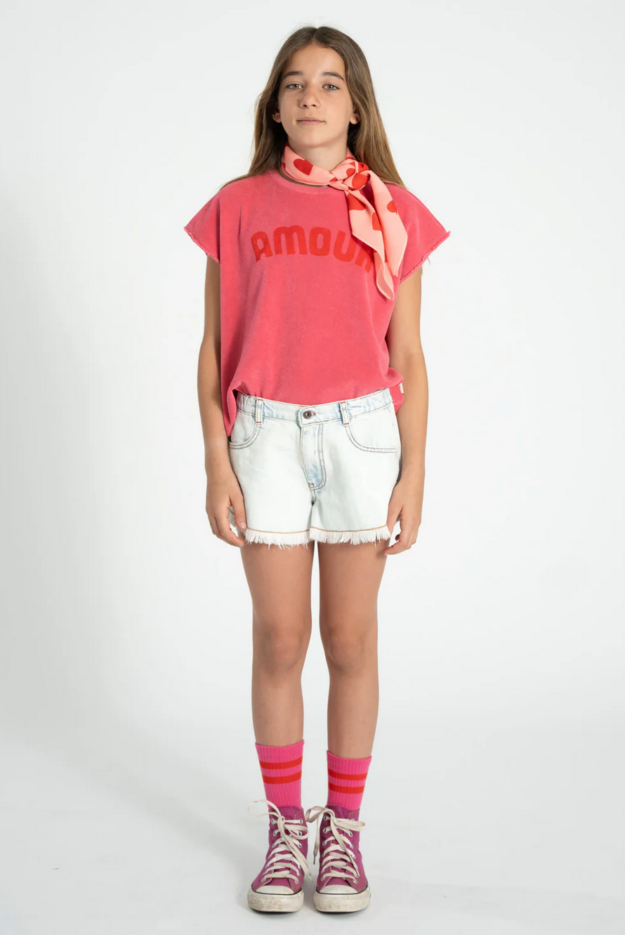 piupiuchick - sleeveless top, pink with amour print - Lubus & moi