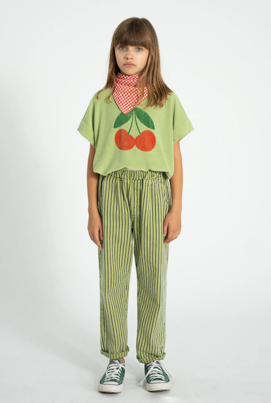 piupiuchick - t shirt light olive with cherry print - Lubus & moi