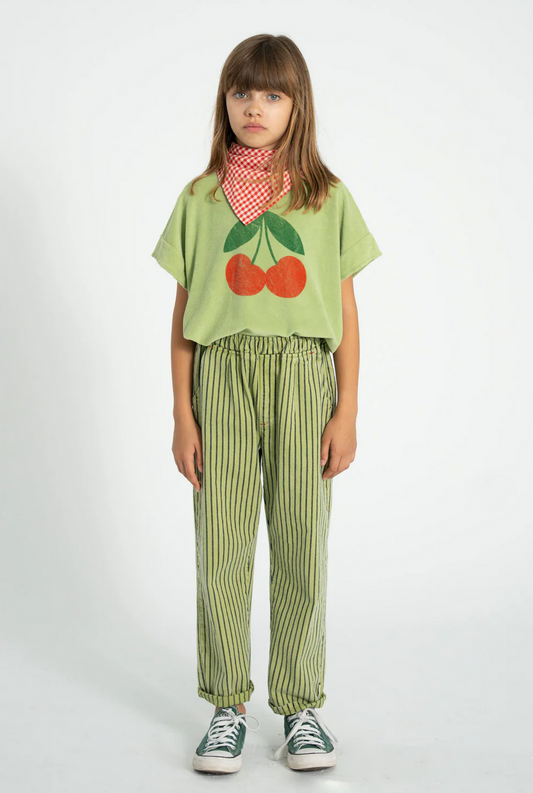 piupiuchick - t shirt light olive with cherry print - Lubus & moi