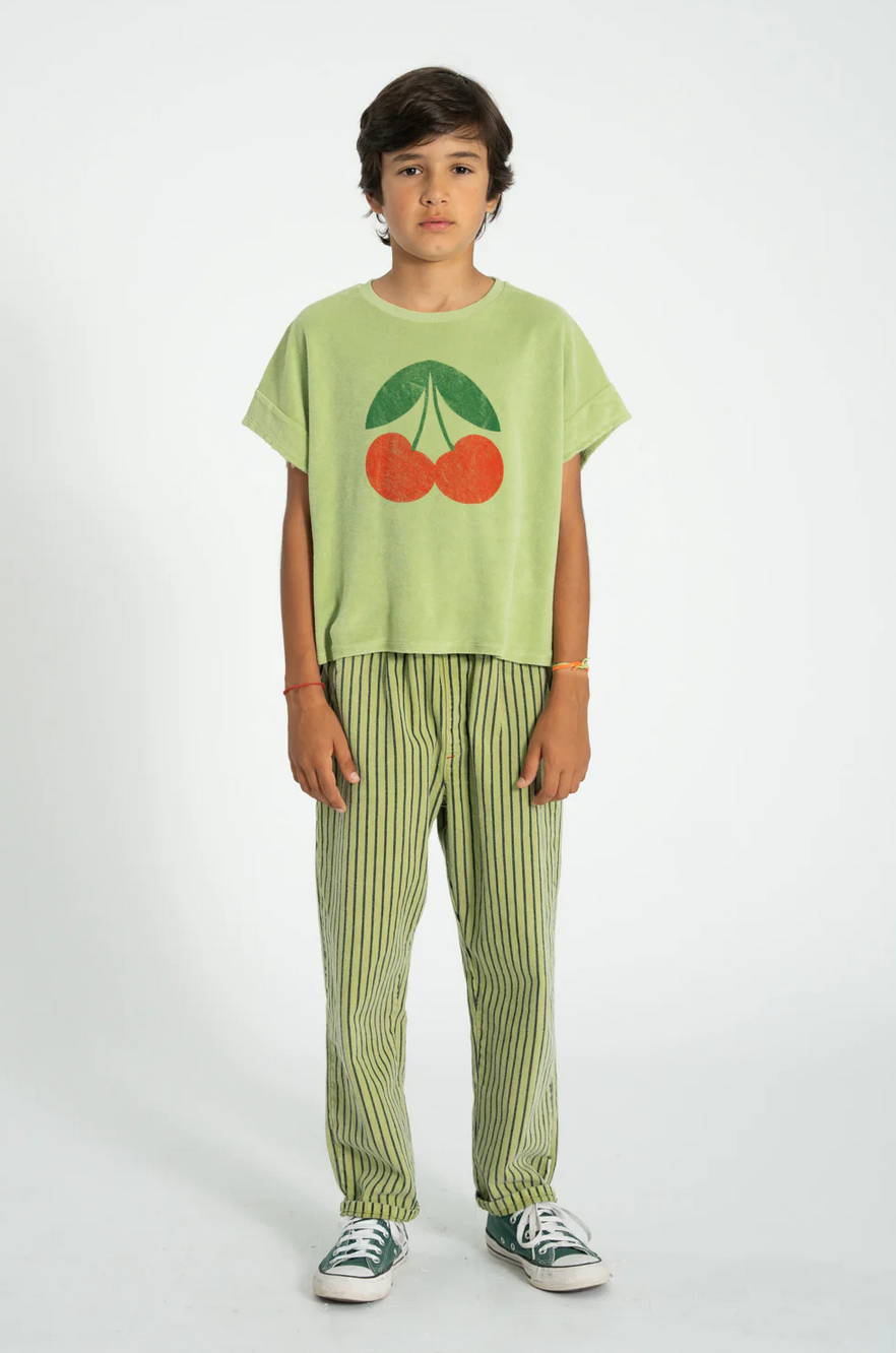 piupiuchick - t shirt light olive with cherry print - Lubus & moi