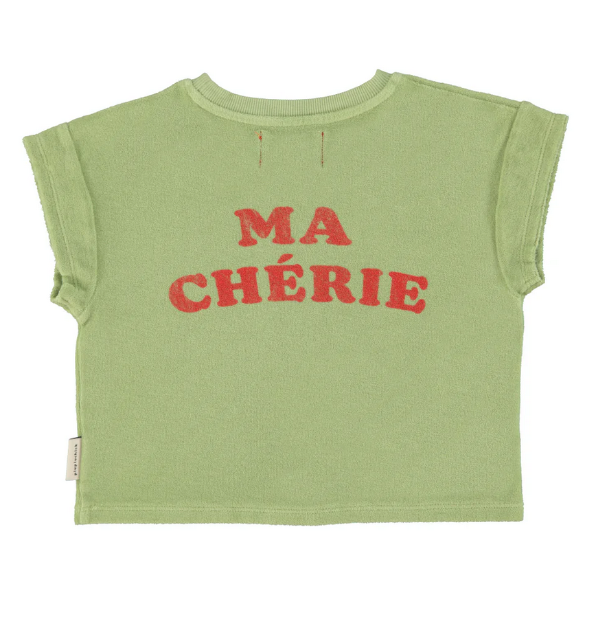 piupiuchick - t shirt light olive with cherry print - Lubus & moi
