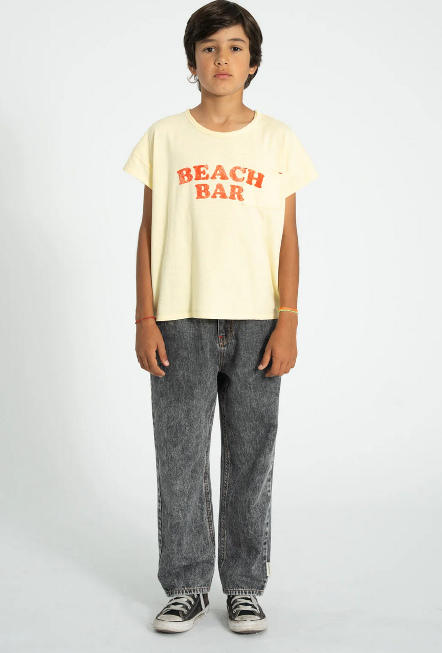 piupiuchick - t shirt light yellow with beach bar print - Lubus & moi