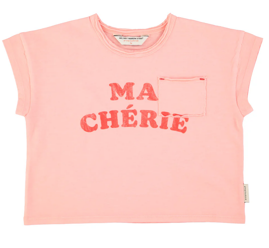 piupiuchick - t shirt light pink with ma chérie print - Lubus & moi