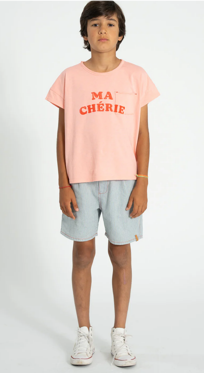 piupiuchick - t shirt light pink with ma chérie print - Lubus & moi