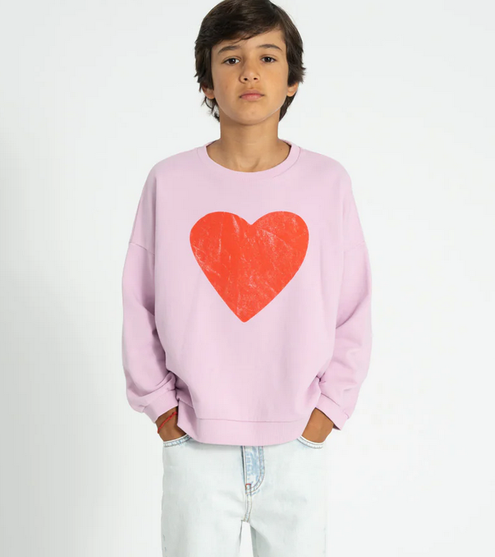 piupiuchick - sweatshirt lilac with red heart print - Lubus & moi