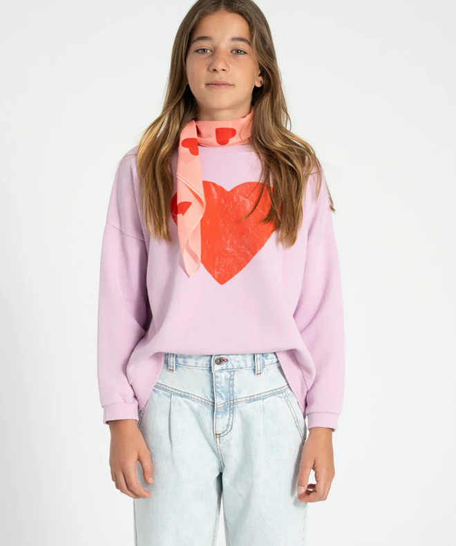 piupiuchick - sweatshirt lilac with red heart print - Lubus & moi
