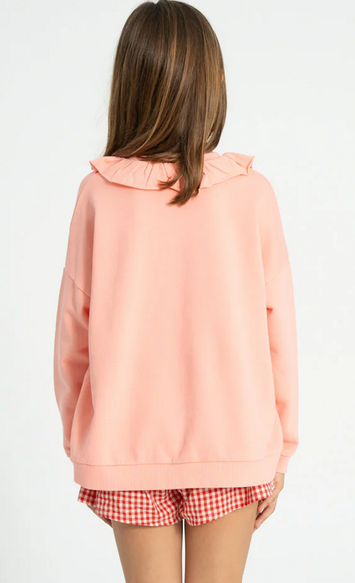piupiuchick - sweatshirt with collar, light pink with strawberry print - Lubus & moi