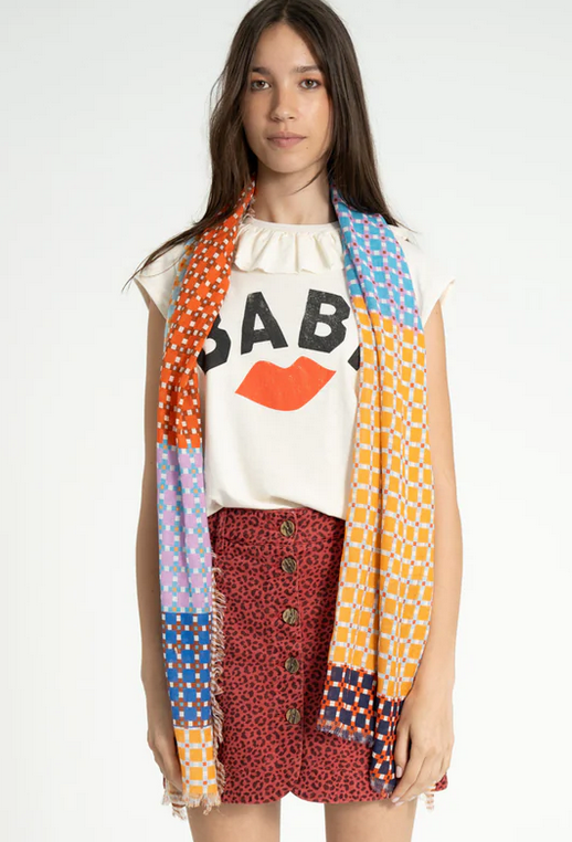 sisters department - sleeveless t shirt, ecru, red lip print - Lubus & moi