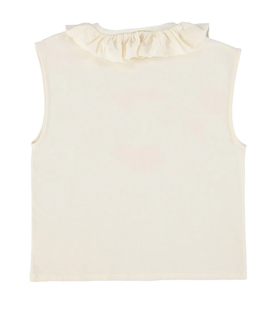 sisters department - sleeveless t shirt, ecru, red lip print - Lubus & moi