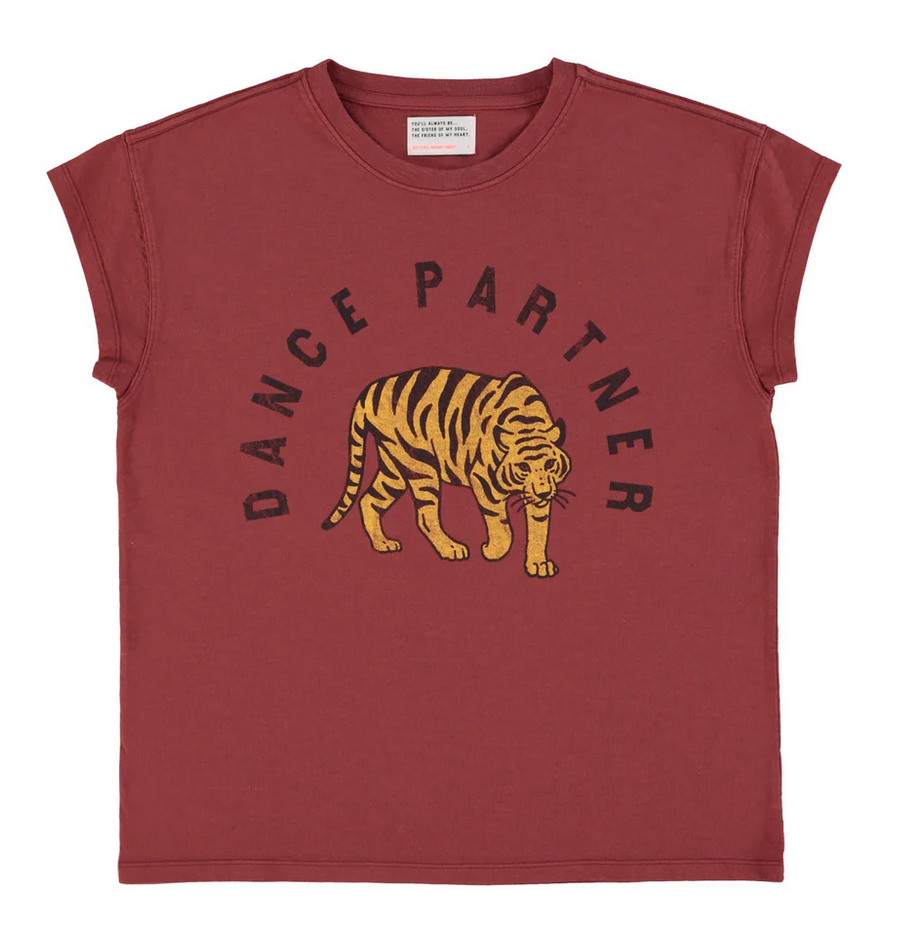 sisters department - short sleeve t shirt, bordeaux, leopard print - Lubus & moi