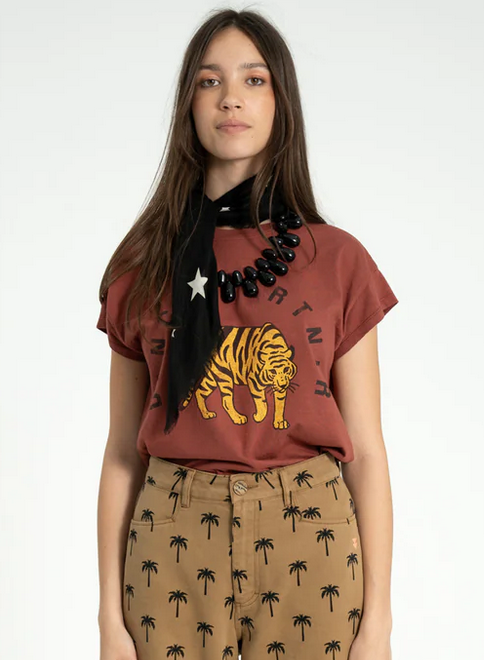 sisters department - short sleeve t shirt, bordeaux, leopard print - Lubus & moi