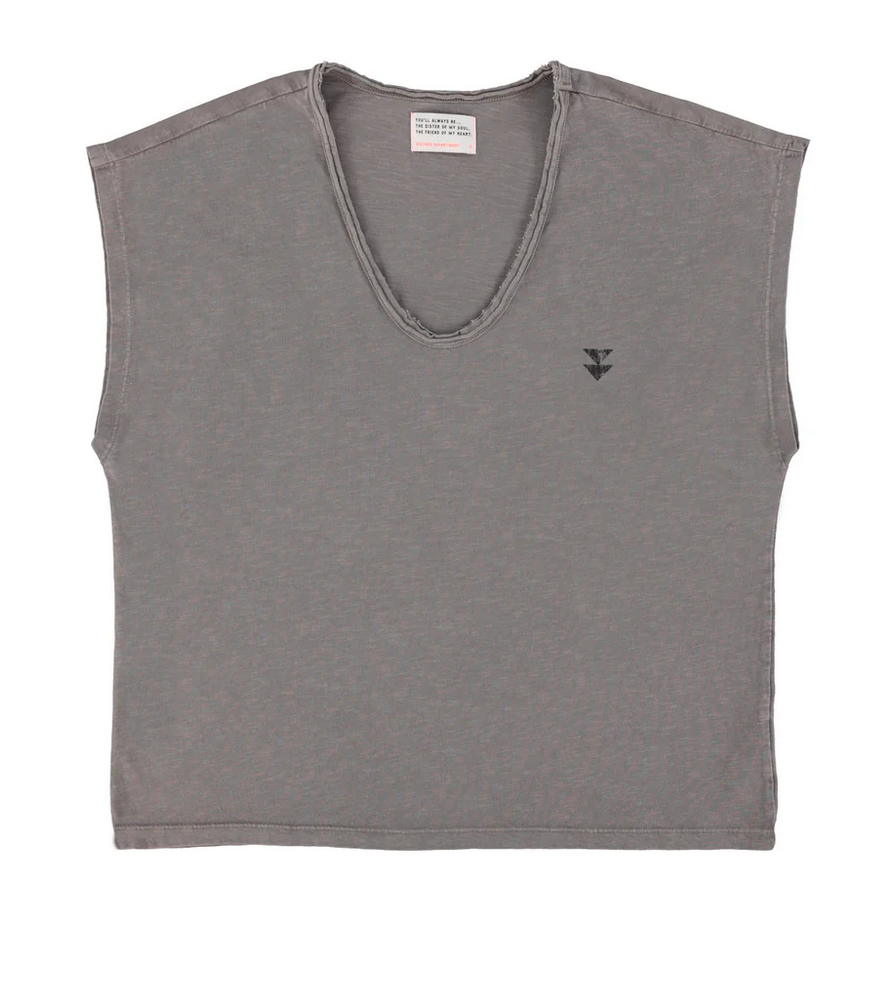 sisters department - sleeveless t shirt, grey, choreographer - Lubus & moi