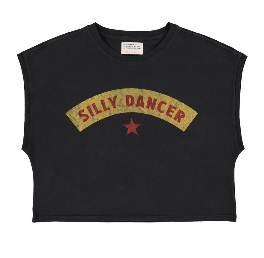 sisters department - sleeveless t shirt/ top, round neck, black, silly dancer - Lubus & moi