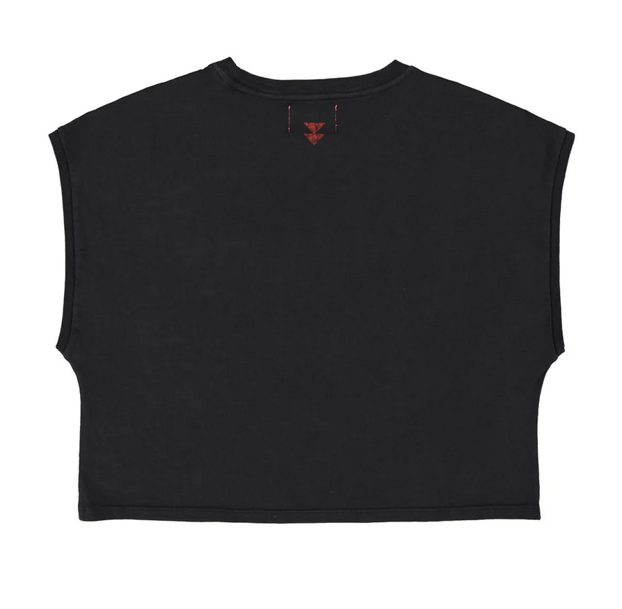 sisters department - sleeveless t shirt/ top, round neck, black, silly dancer - Lubus & moi