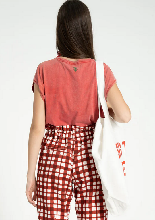 sisters department - sleeveless t shirt/ top, round neck, coral, dance club - Lubus & moi