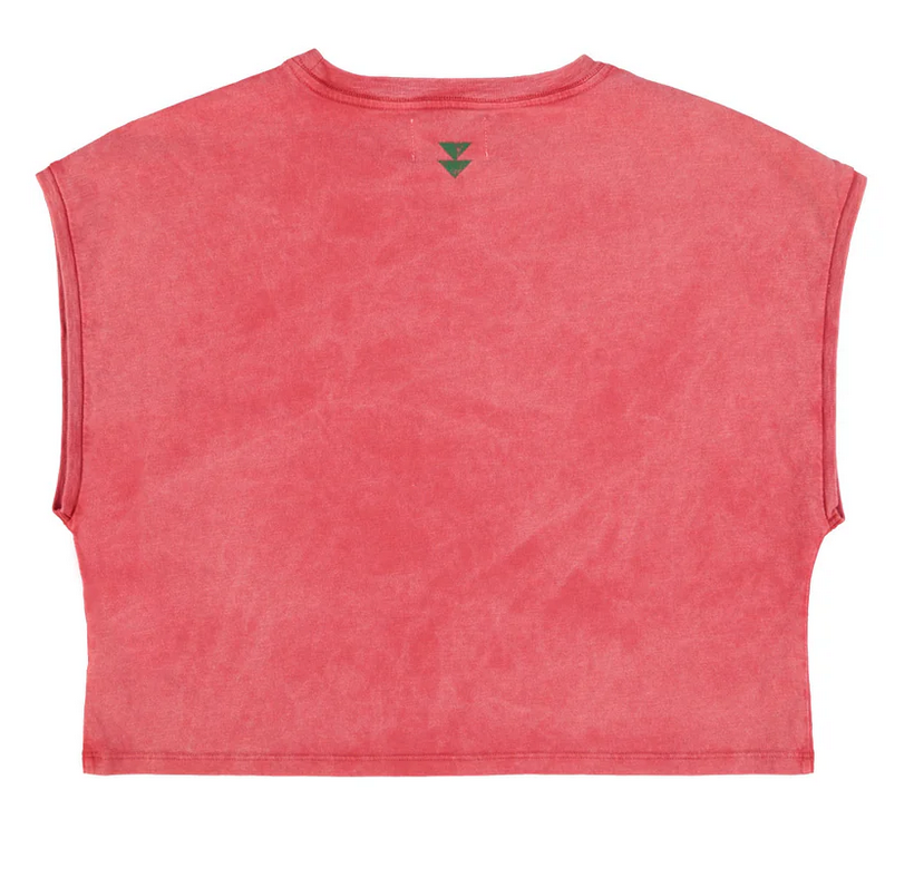 sisters department - sleeveless t shirt/ top, round neck, coral, dance club - Lubus & moi