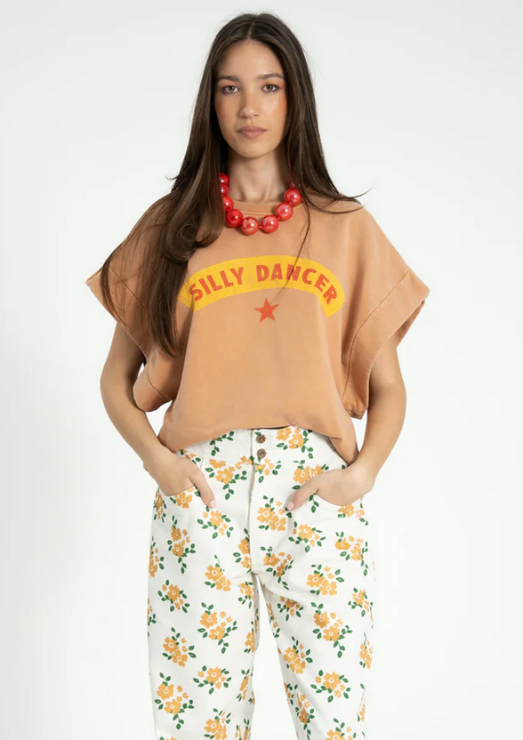 sisters department - short sleeve sweatshirt, washed terracotta, silly dancer - Lubus & moi