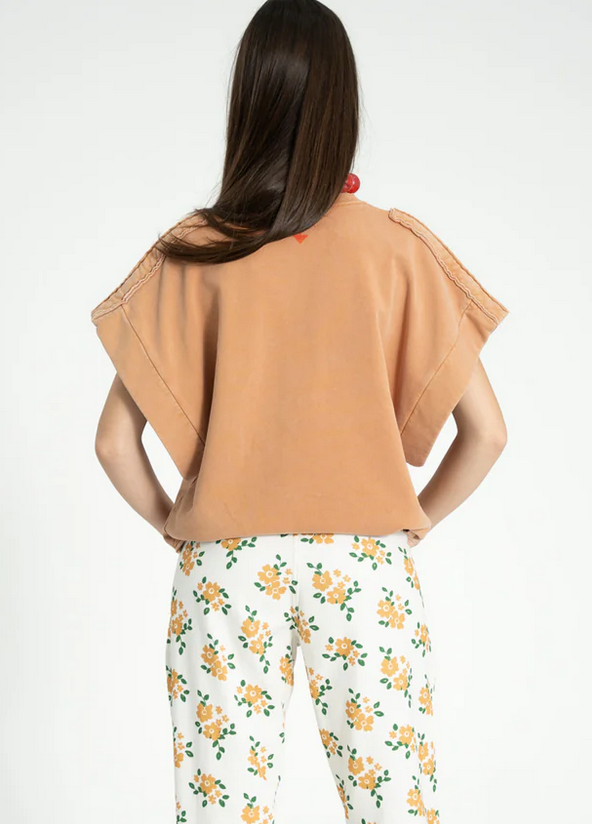 sisters department - short sleeve sweatshirt, washed terracotta, silly dancer - Lubus & moi