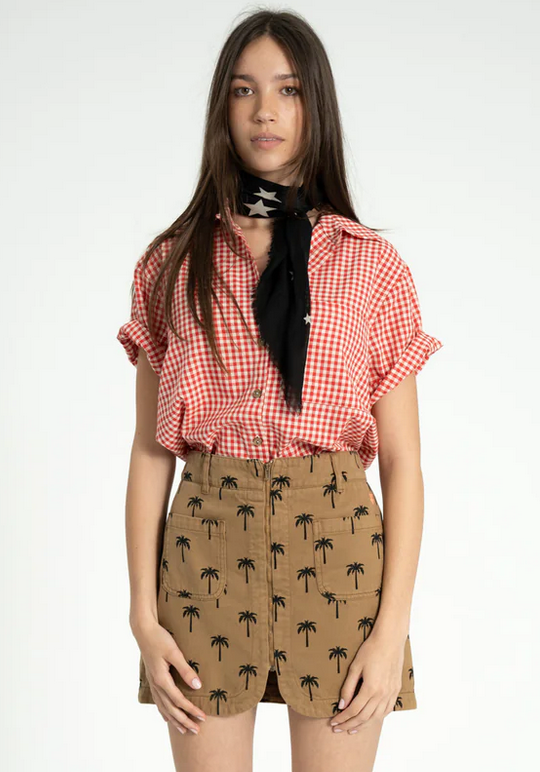 sisters department - short skirt, brown, palm trees - Lubus & moi